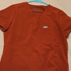 Figs Burnt Orange V-Neck Scrub Top